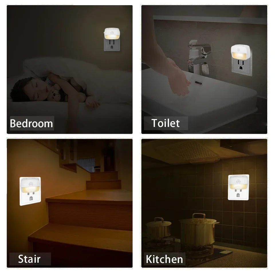 Motion Sensor Light LED Night Lights EU US Plug Lamps PIR Human Induction Lamp Nightlights For Bedroom Decor Hallway Stairs Lamp