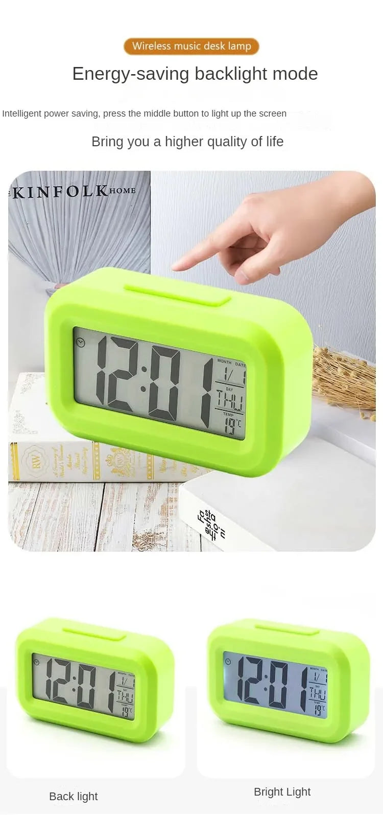 Led Digital Alarm Clock Backlight Data Times Calendar Desktop Multi-function Electronic Bedroom Decoration Desk Decorations Wall