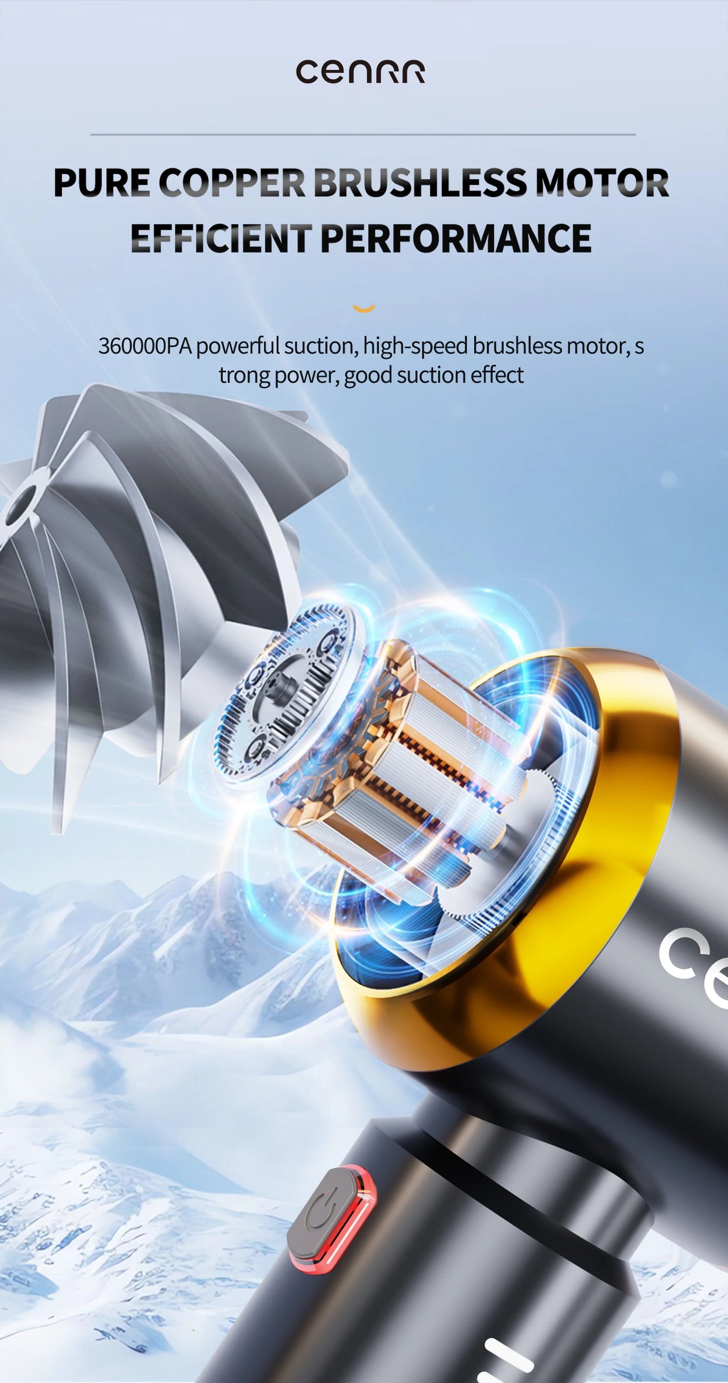 CENRR Mini Car Vacuum Cleaner Cordless Powerful Wireless Car Cleaner HandHeld Portable Vacuum Cleaner Cleaning Machine