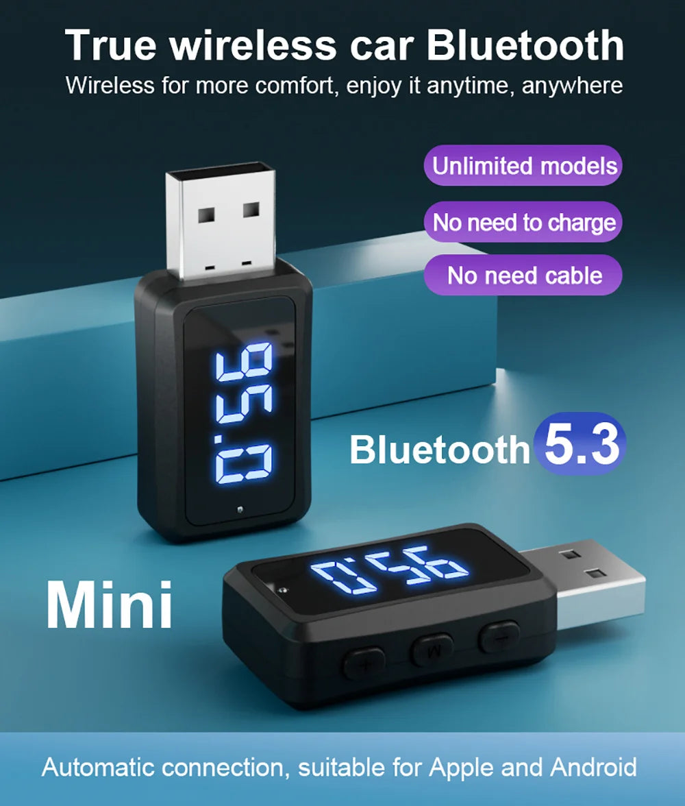 Bluetooth 5.3 Car FM Transmitter Receiver Mini USB Power Wireless Auto Audio Car Adapter Handsfree Call Car Auto Accessories
