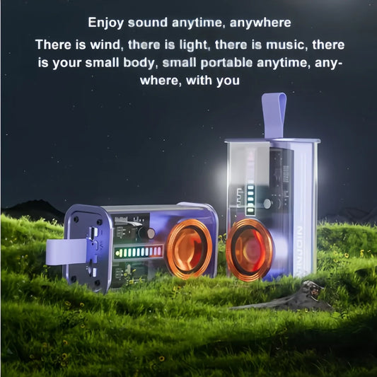 Bluetooth Speaker New Transparent Mech Audio TWS Two-Machine interconnection Rhythm Breathing Light 360° Stereo Surround