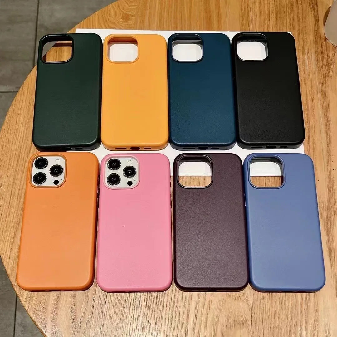 Official MagSafe Leather Case for iPhone 16 Pro Max 13 12 14 15 Plus Original Strong MacSafe Magnetic Cover Accessories