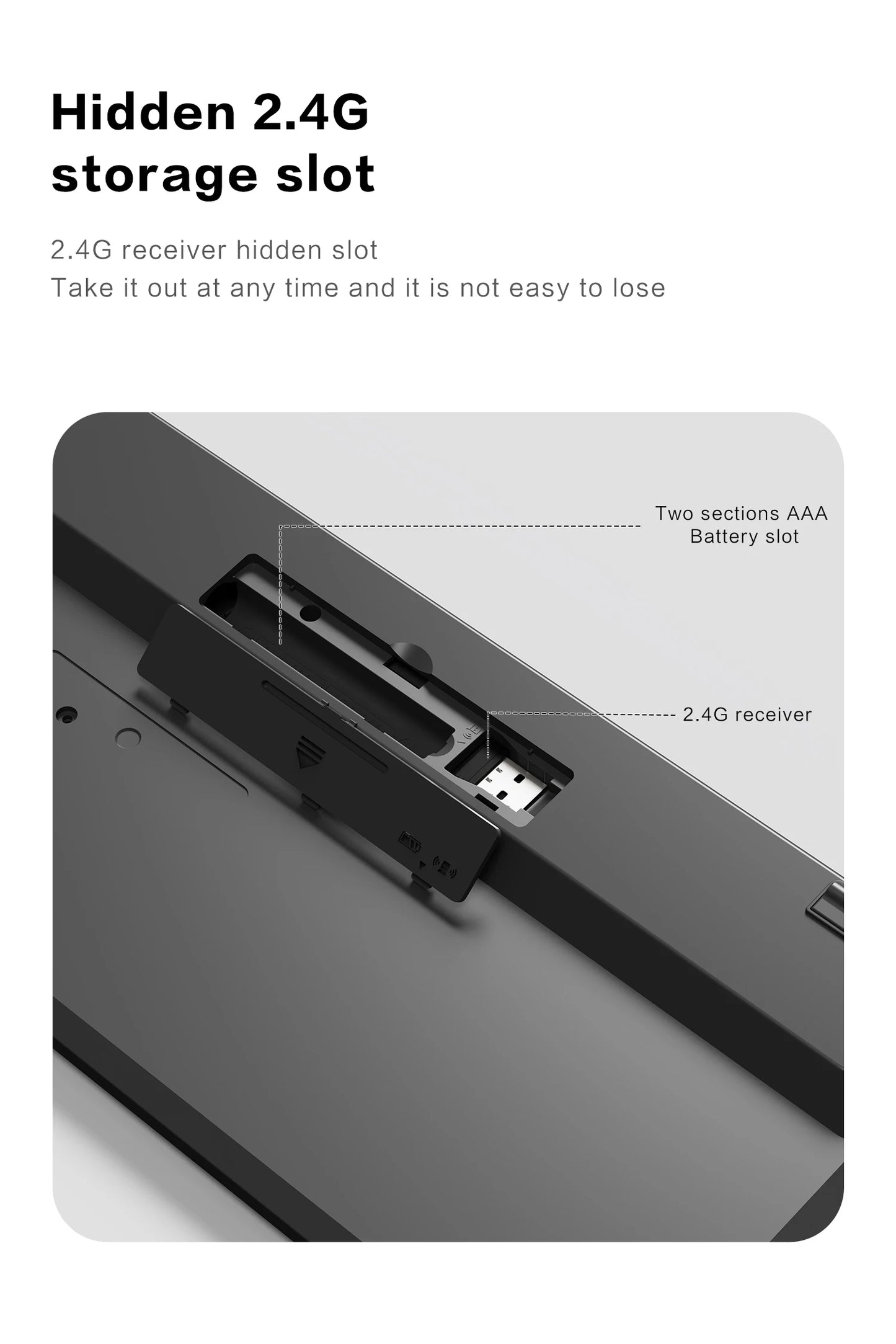 Wireless Gaming Keyboard Full-Sized 105 Key Silent 2.4GHz&Bluetooth Connection Multimedia Keys Compatible with PC Laptop Desktop