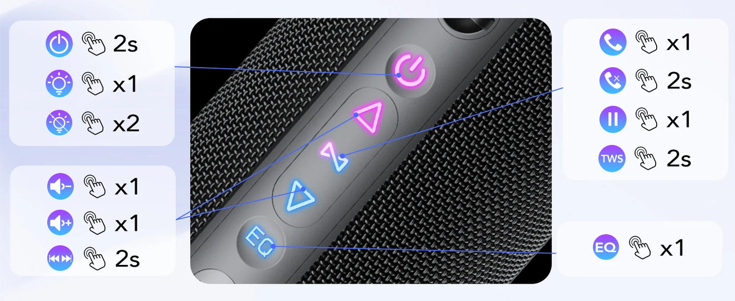 Bluetooth Speaker, Speakers Wireless Bluetooth 5.4 with 30H Playtime, BassUp, 30W Stereo Sound, IPX7 Waterproof Portable Speaker