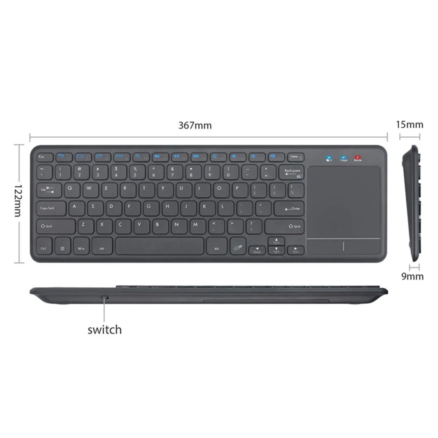 Wireless Keyboard with Touchpad 2.4G Lightweight Comfortable to Use Touch Keyboard for Smart TV Computer Laptop Windows Tablet