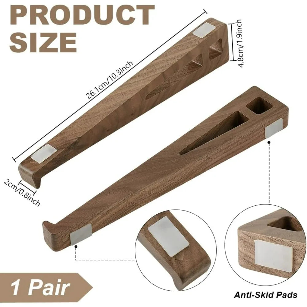 Laptop Stand for Desk Wooden Laptop Walnut Riser Holder Ventilated Stand with Silicone Pads for 10 to 17.3 Inch Notebook PC