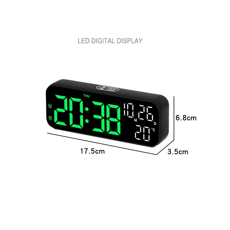 LED Digital Clock Temperature Date Week Display Desktop Clock 3 level Brightness Adjustment Voice Control Countdown Alarm Clock