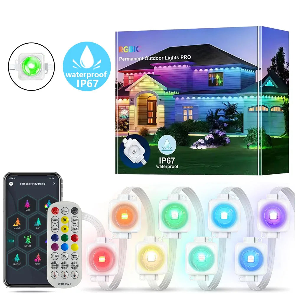Smart LED Permanent Outdoor Light, 300ft 180LEDs RGBIC Eaves Lights, IP67 Waterproof for New Year and Christmas Home Decor