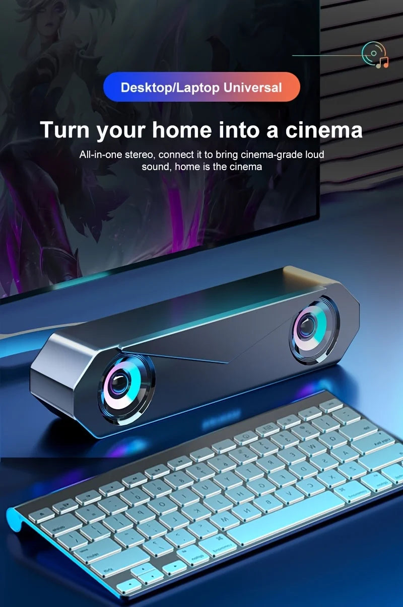 Bluetooth Speaker USB Wired Speaker Computer Soundbar Stereo Surround Subwoofer for Pc Laptop Theater Surround Audio System