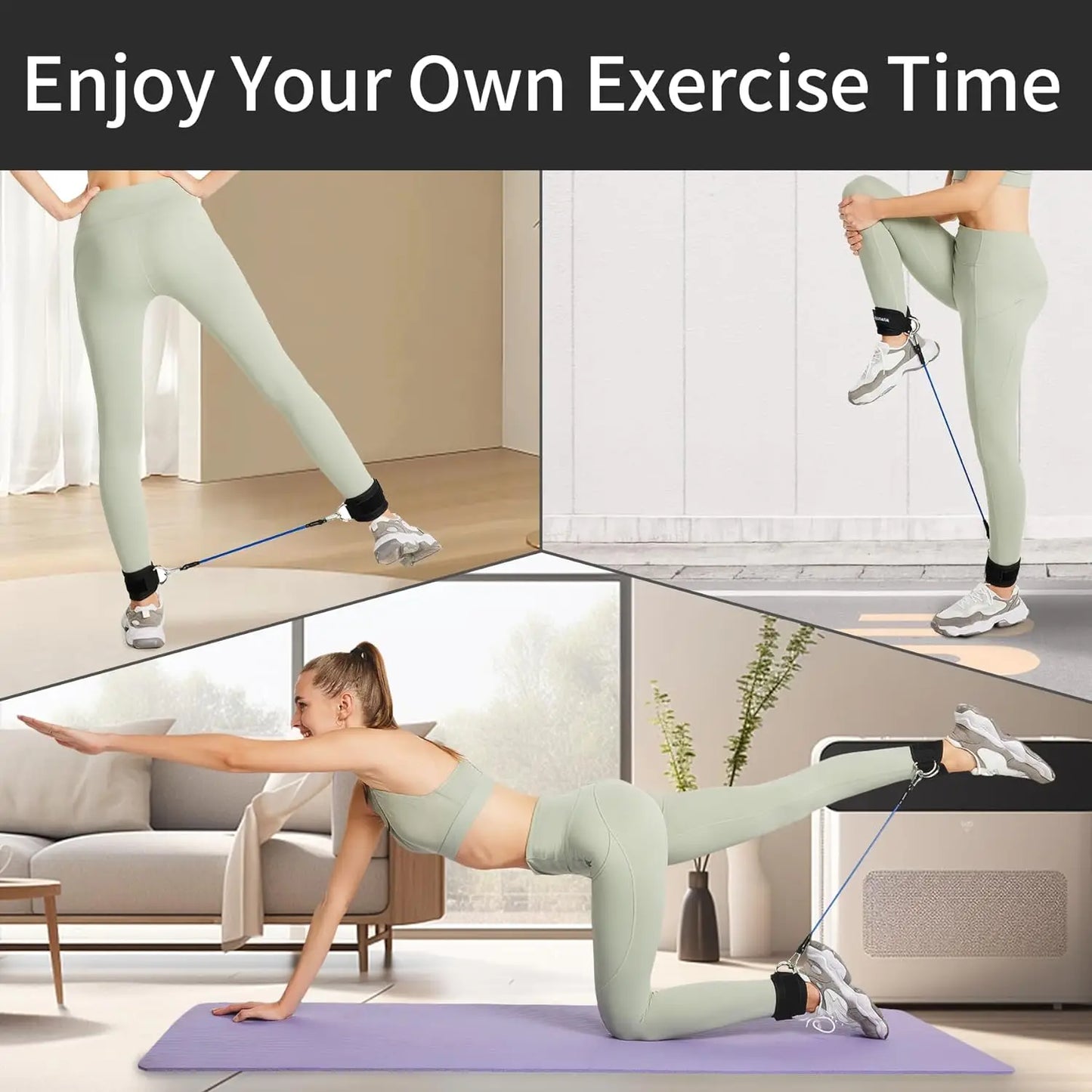 Ankle Straps Resistance Bands Set Fitness Workout Exercise Equipment Ankle Weight Yoga Elastic Fitness Band For Gym Man Woman