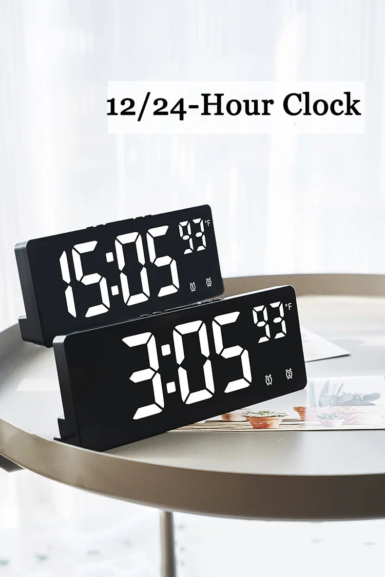 LED Digital Electronic Clock Backlight Large Number Alarm Clock Temperature Calendar Bedside Table Nightlight Home Decoration