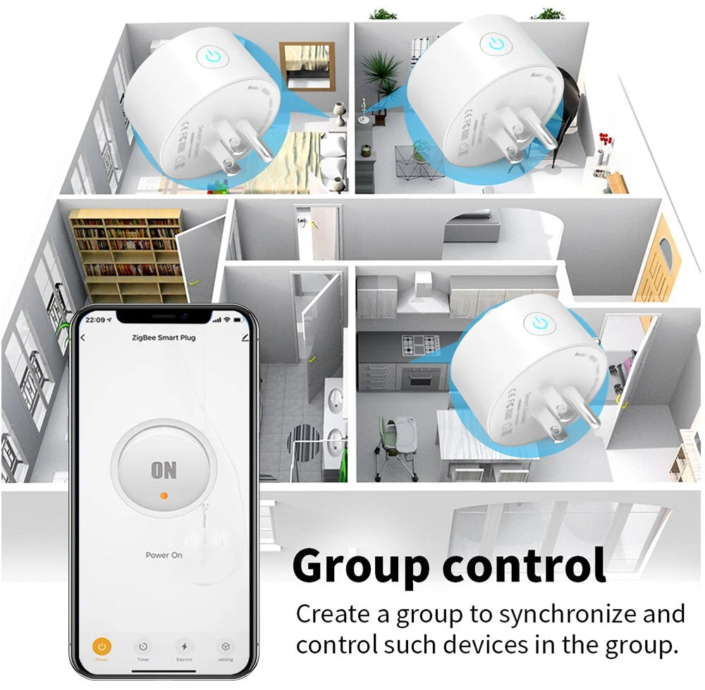 Smart Plug Zigbee/WiFi Socket US Plug 16A With Power Monitor Timing Function APP Control Smart Home Automation Works With Alexa