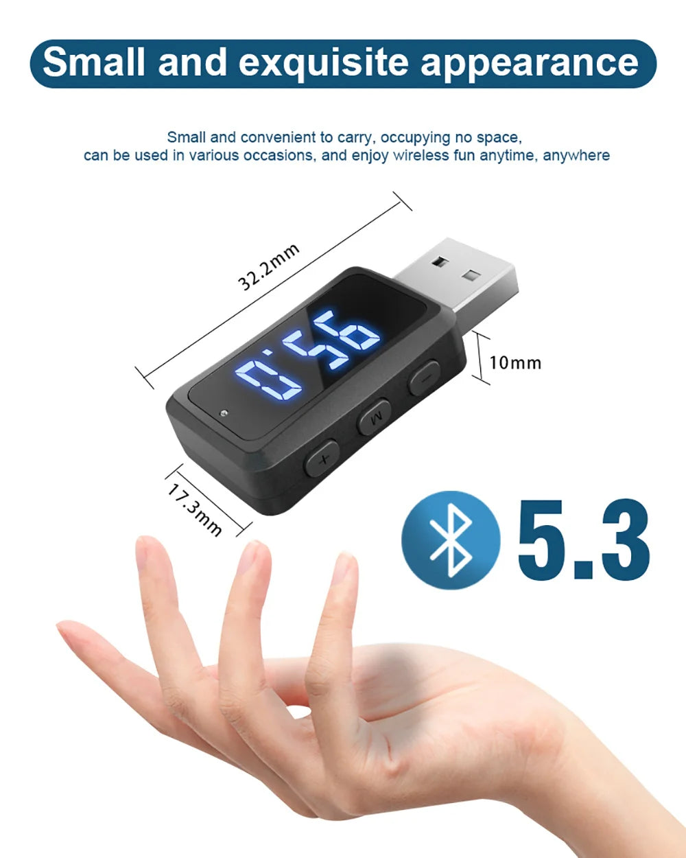 Bluetooth 5.3 Car FM Transmitter Receiver Mini USB Power Wireless Auto Audio Car Adapter Handsfree Call Car Auto Accessories