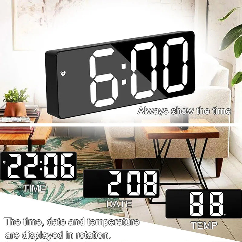 LED Digital Alarm Clock Portable Travel Clock for Bedroom Office  Kitchen Easy to Read Home Decor Battery Mains Powered