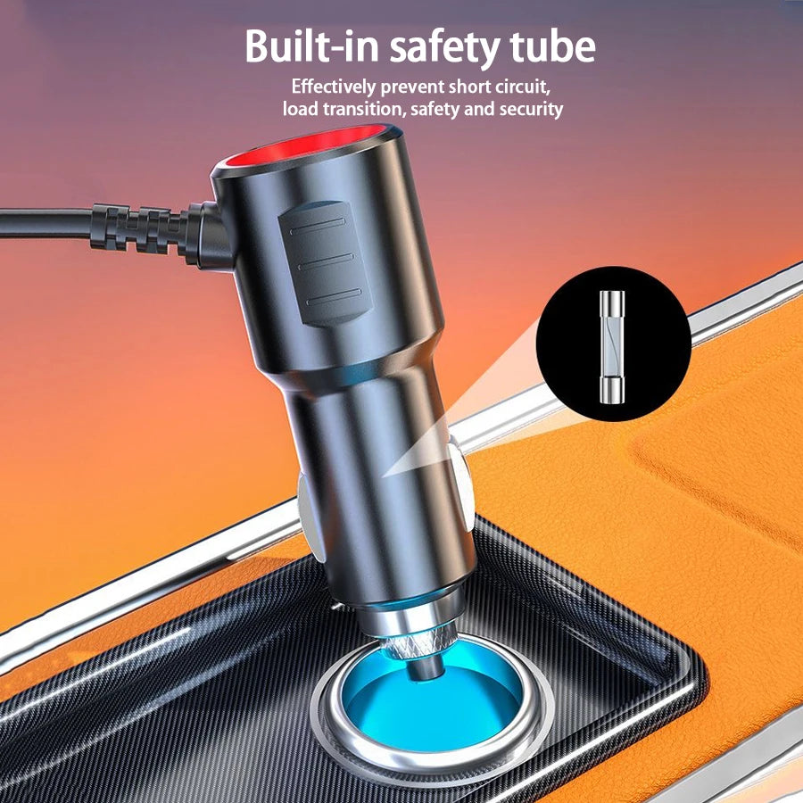 120W Multi-Function Charger USB/Type C Fast Charging Can Charge Multiple Devices At The Same Time, One Tow And Four Car Chargers