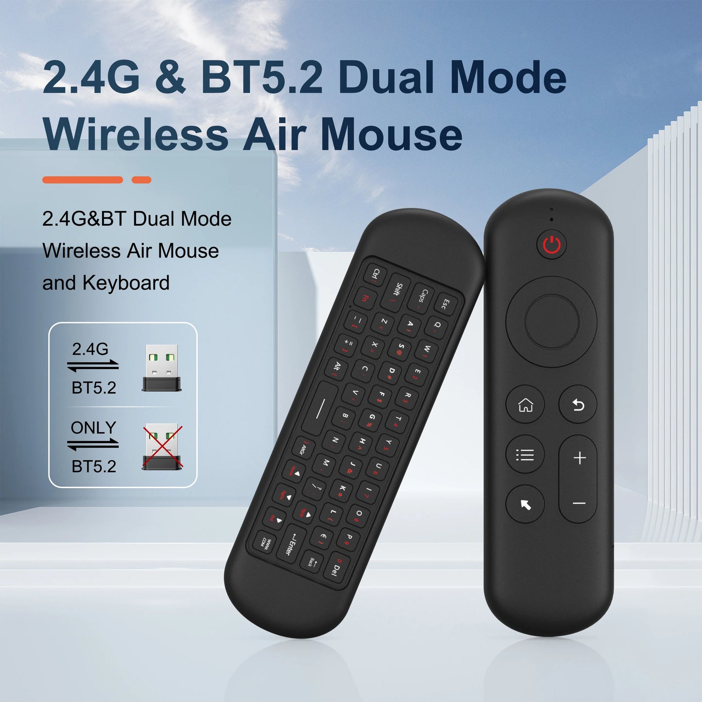 Wireless Air Voice Mouse 2 in 1 2.4G Bluetooth Mini Keyboard Rechargeable Remote Control IR Learning for Smart TV Android TV Box