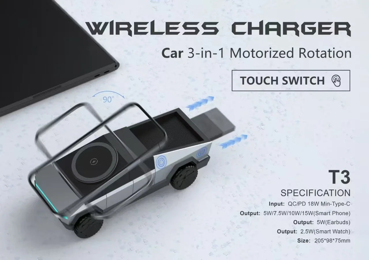 Cyberdock Desktop Stand Qi2 3-in-1 CyberDock Wireless Charging Station for IPhone17 16 15 14 Pro, AirPods, IWatch,Galaxy Watch