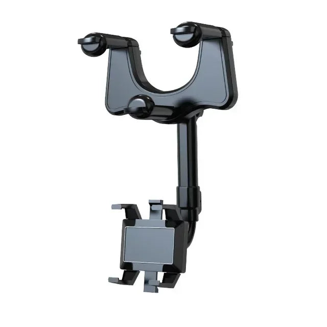 Universal Car Phone Mount with Rotating and Retractable Design for Rearview Mirror, DVR, GPS, and Dashboard Camera