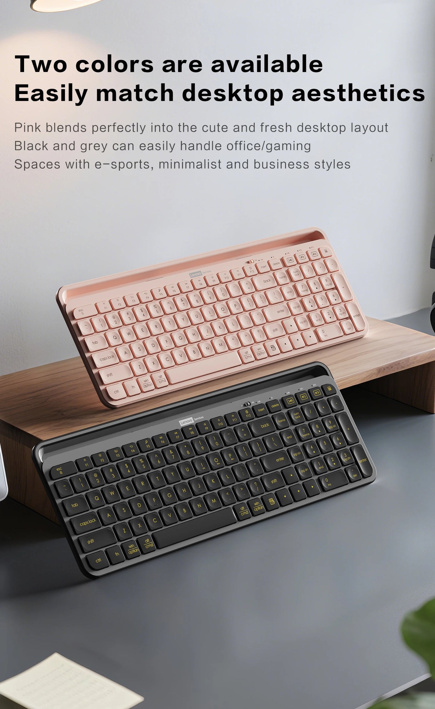 Wireless Gaming Keyboard Full-Sized 105 Key Silent 2.4GHz&Bluetooth Connection Multimedia Keys Compatible with PC Laptop Desktop