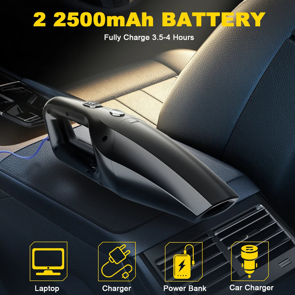 Mini Car Vacuum Cleaner Wireless Handheld Vaccum Cleaners High Suction USB Rechargeable Small Household Car Cleaner Accessories