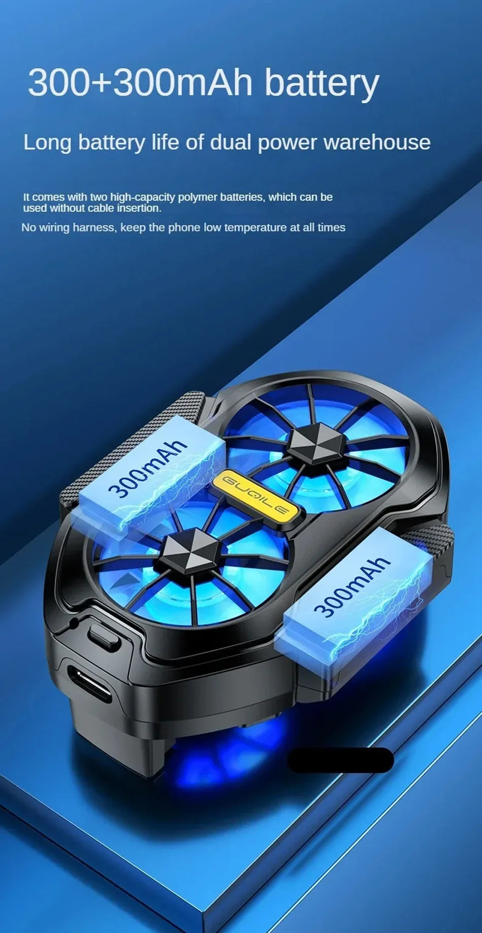 FS01 Dual Fan Rechargeable Mobile Phone Cooler Stronger Cooling Air Phone Radiator Mini Back Clip USB Radiator For 62-92mm Phone