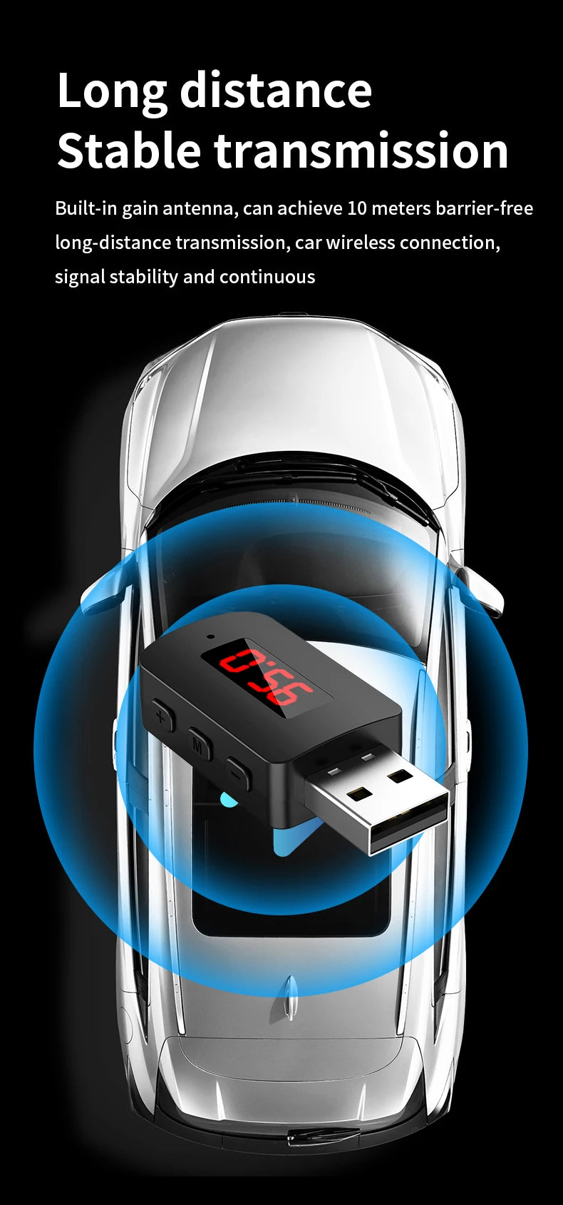 Bluetooth 5.4 Car Transmitter Receiver Handsfree Call Car Kit Mini USB Power Auto Wireless Audio Adapter For Fm Radio