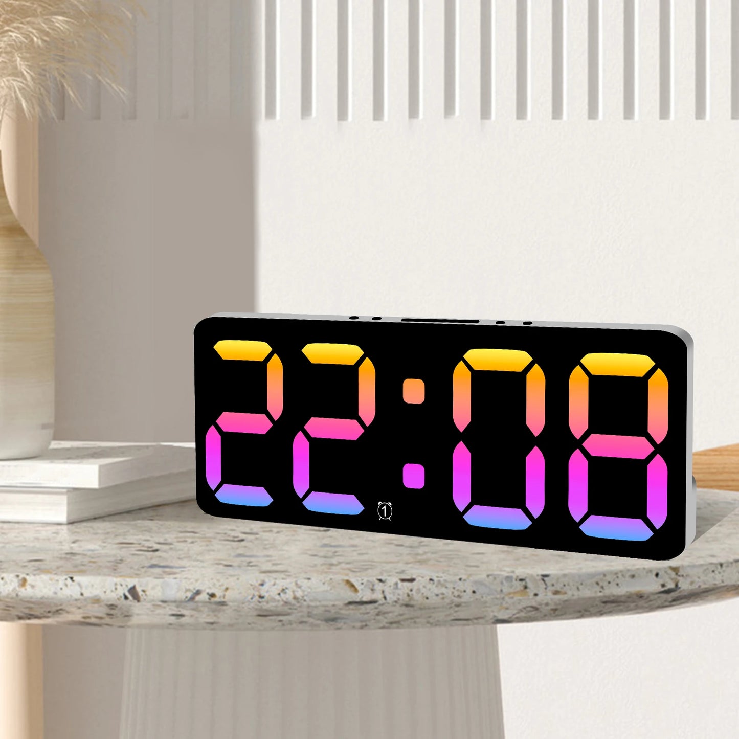 Digital Alarm Clock Large LED Display Alarm Clock 5Level Brightness Dimmable Clock with USB Charging Ports Adjustable Desk Clock
