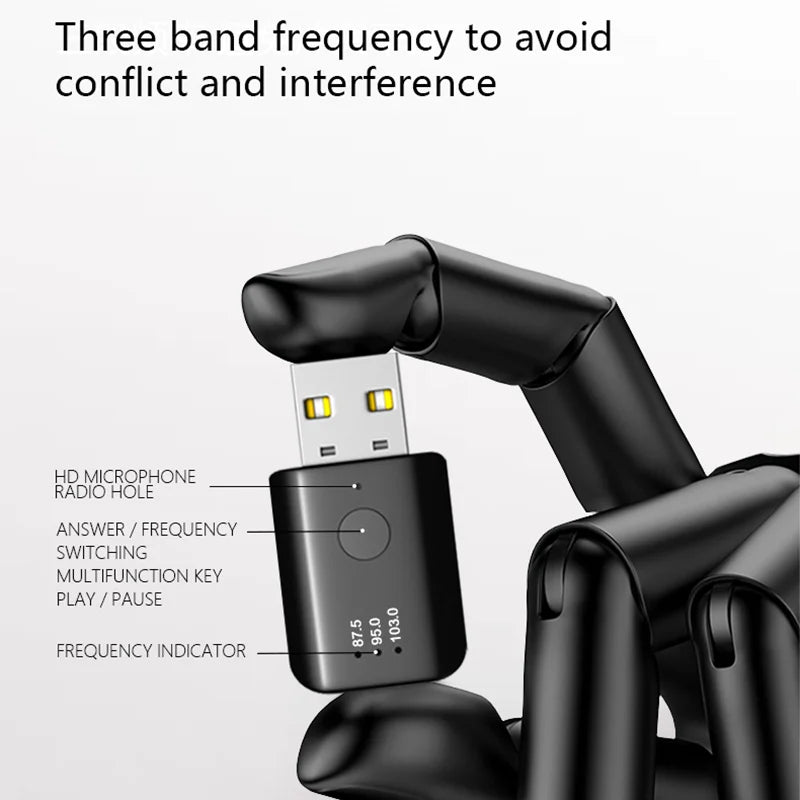 Bluetooth 5.4 FM Transmitter With Mic Handsfree Call USB Wireless Adapter Lossless Stereo Music Audio Receiver For Car FM Radio