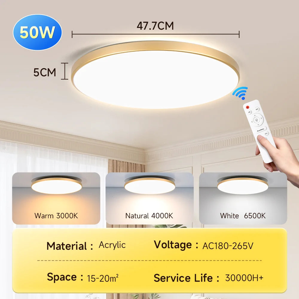 Smart Led Ceiling Light with Remote Control 3 Colors Dimmable Ceiling Lights Ultrathin Panel Lamps Bedroom Kitchen Ceiling Lamp