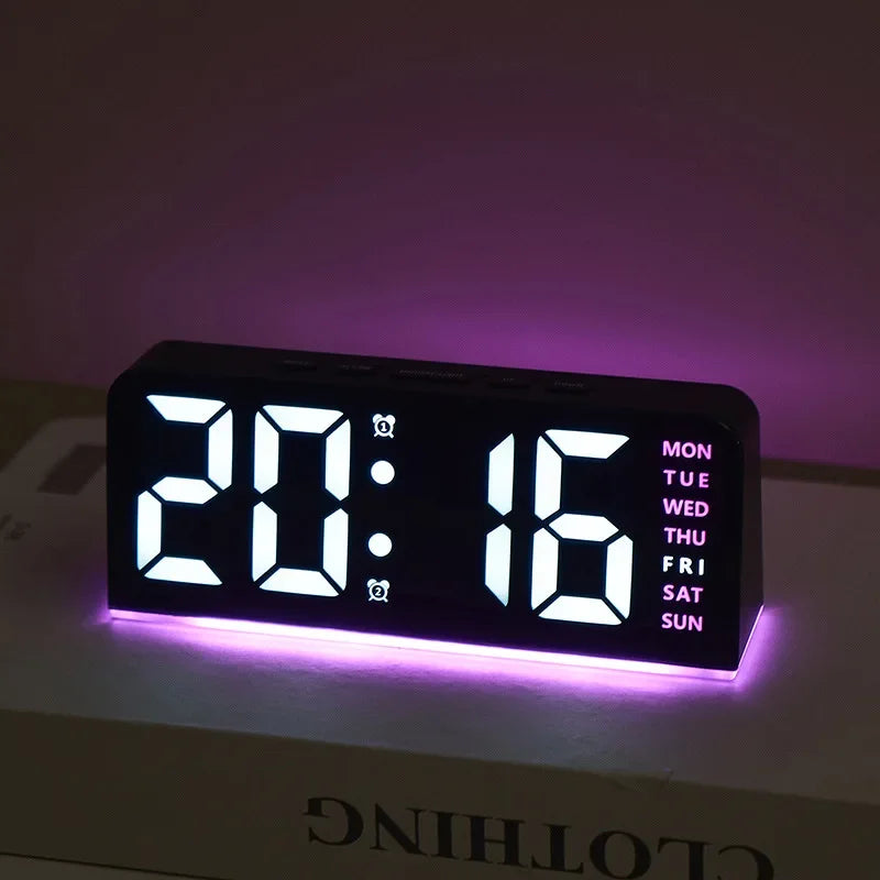 LED Digital Clock with Date, Temp, Alarm & Night Light - Multifunctional Desk Clock for Home, Office, Bedroom