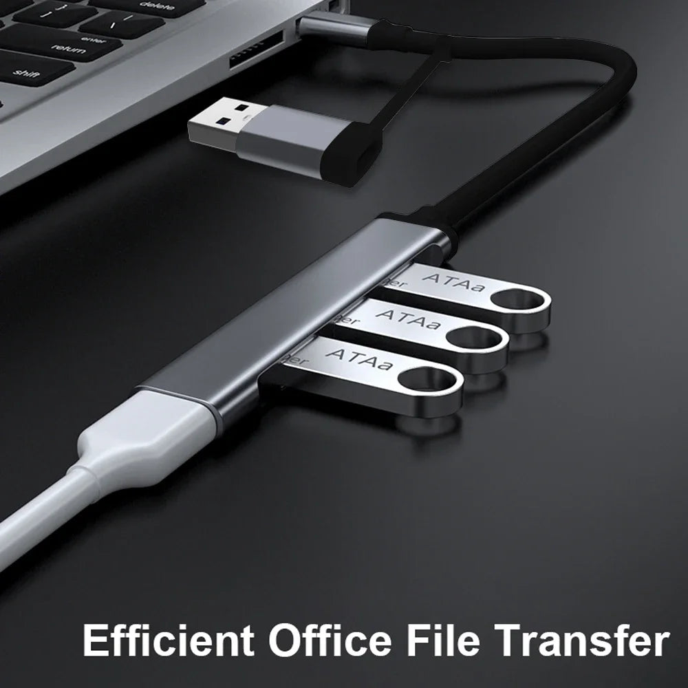 USB C Hub USB Hub 3.0, Aluminum 4 in 1 USB Extender, USB Splitter with USB 3.0, 3 X USB 2.0 and 1 USB C Ports USB Distributor