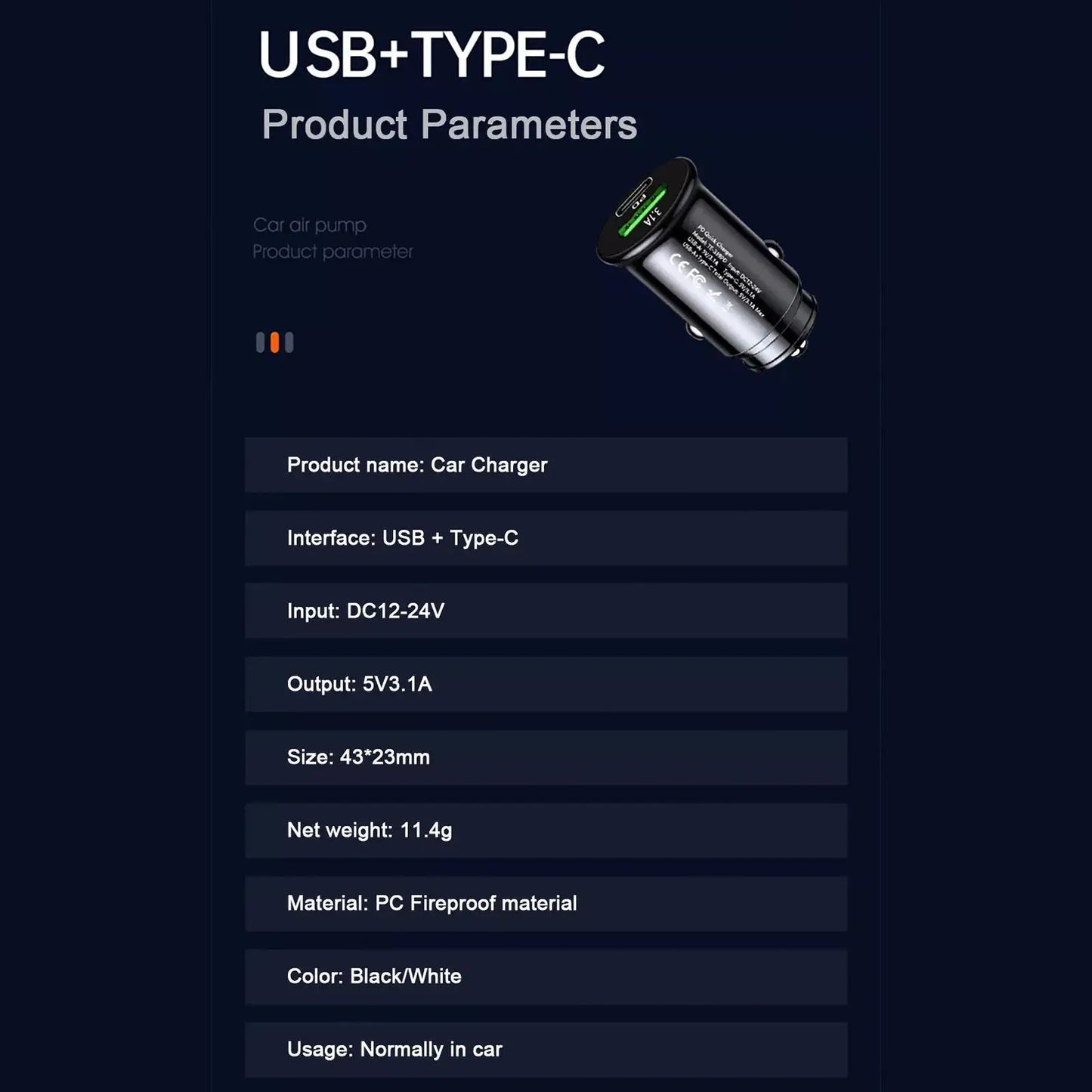 3.1A Fast Car Chargers USB PD Type C QC 3.0 Outlet Adapter Fast Charging For 12V 24V Car Truck Boat RV Motorcycle 12V/24V