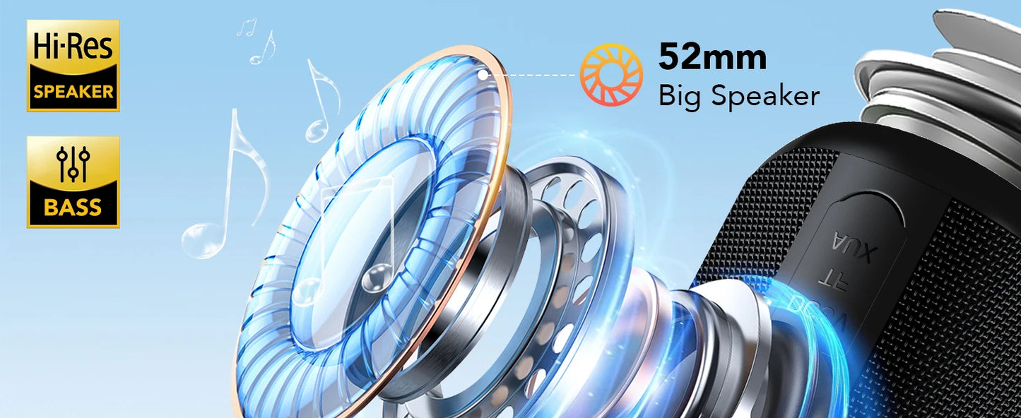 Bluetooth Speaker,Portable Wireless Speaker,Louder Volume,Stereo Sound,24H Playtime, Bluetooth 5.4,Built-in Mic,for Home,Outdoor