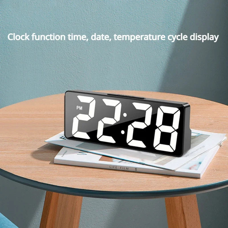 Digital Alarm Clock LED Large Digital Display Multi-Set Alarm Clock Features Desktop, LED Mirror Electronic Clocks