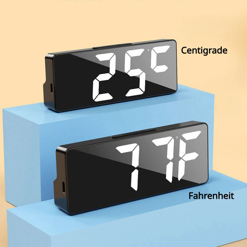 Digital Alarm Clock LED Large Digital Display Multi-Set Alarm Clock Features Desktop, LED Mirror Electronic Clocks