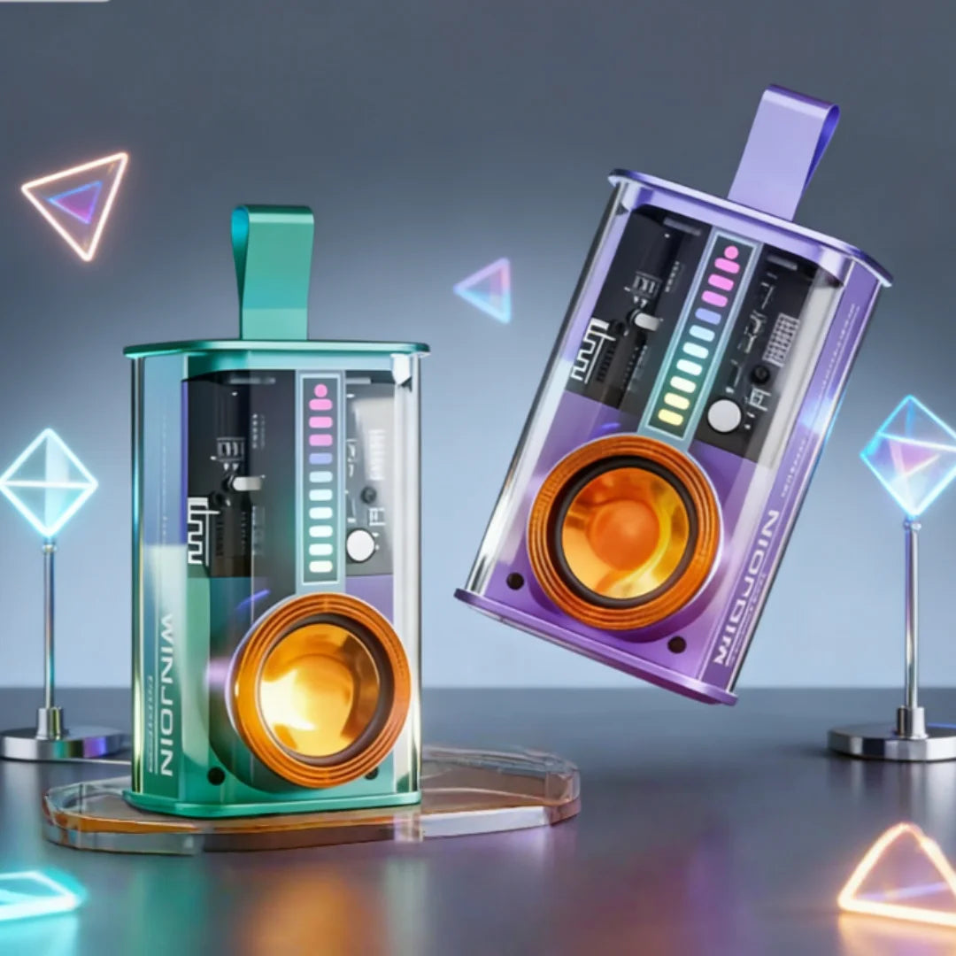 Bluetooth Speaker New Transparent Mech Audio TWS Two-Machine interconnection Rhythm Breathing Light 360° Stereo Surround