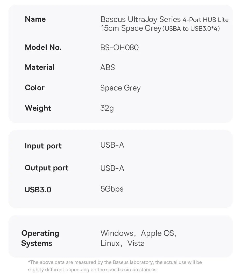 Baseus Usb Hub 4 Port ABS Hub Usb 3 0 for Laptop Multi Splitter Adapter For Xiaomi Lenovo Macbook PC Computer Accessories