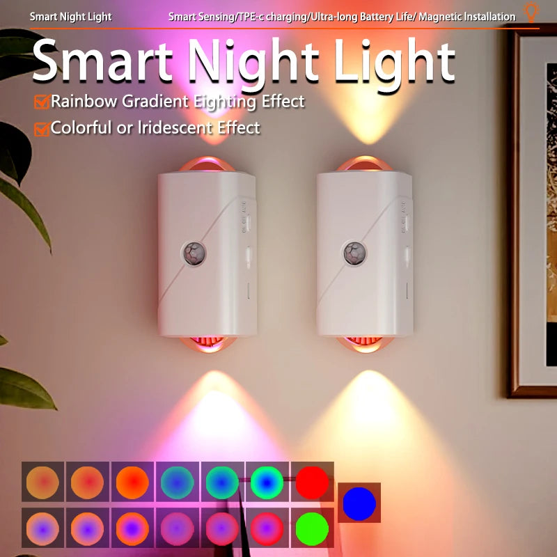 LED Smart Sensor Night Light with Smart Motion Sensor and Light Control Sensor, RGB Ambiance, USB Charging, Magnetic Design
