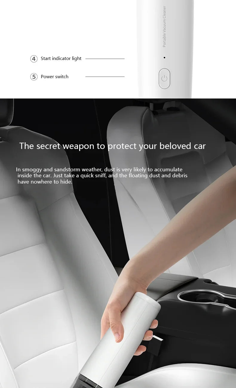 Vacuum Cleaner Mini Car Cleaning Powerful Suction Handheld Car Vacuum Cleaner Rechargeable for Car and Home Auto Vacuum Cleaner