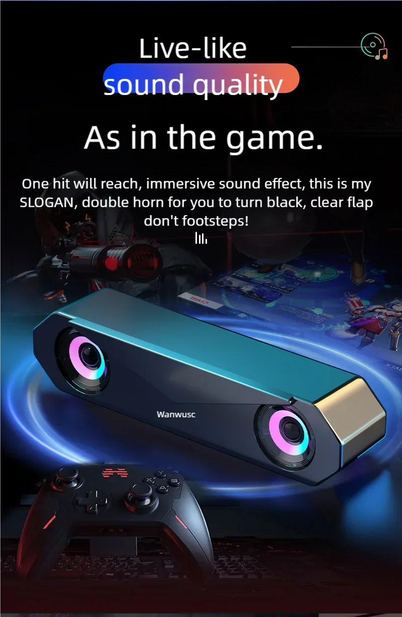 Bluetooth Speaker USB Wired Speaker Computer Soundbar Stereo Surround Subwoofer for Pc Laptop Theater Surround Audio System