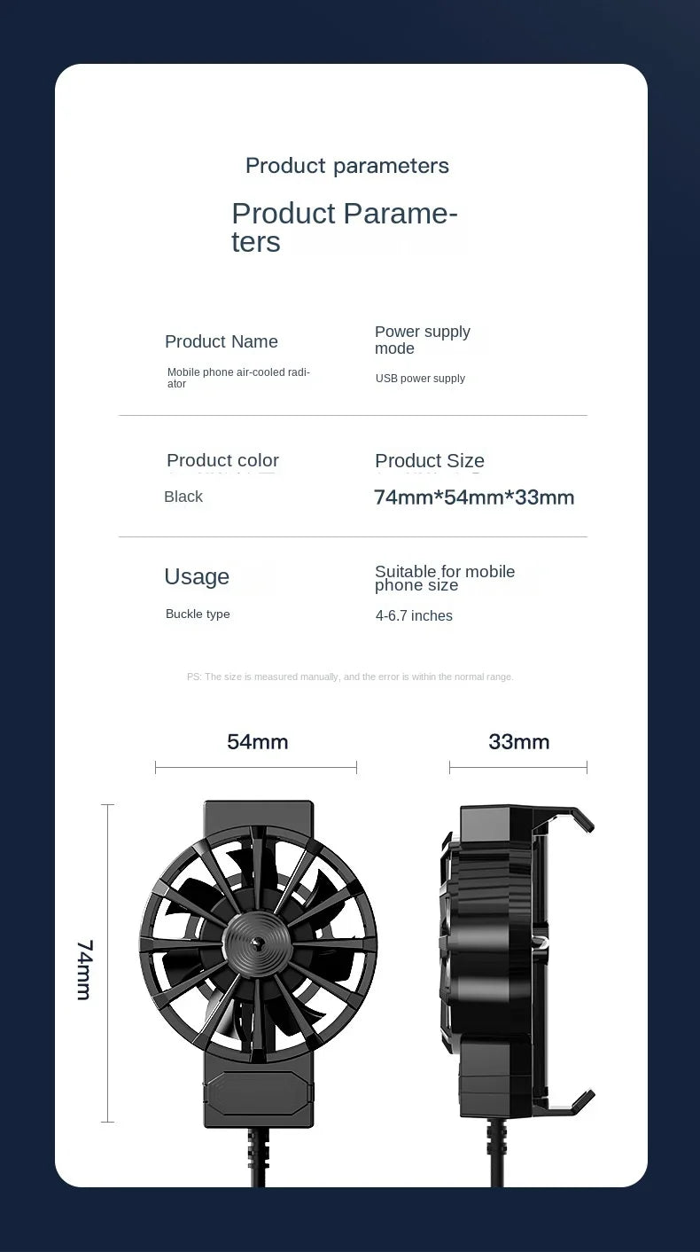 Portable Cooling Fan Mini Cooling Fans for Mobile Phone Silent Cooler Cell Phone Gaming Radiator Game Cooler