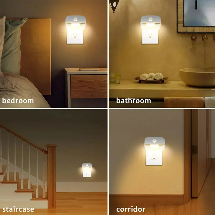 Motion Sensor Light LED Night Lights EU US Plug Lamps PIR Human Induction Lamp Nightlights For Bedroom Decor Hallway Stairs Lamp