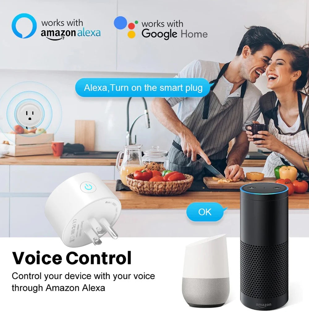 Smart Plug Zigbee/WiFi Socket US Plug 16A With Power Monitor Timing Function APP Control Smart Home Automation Works With Alexa