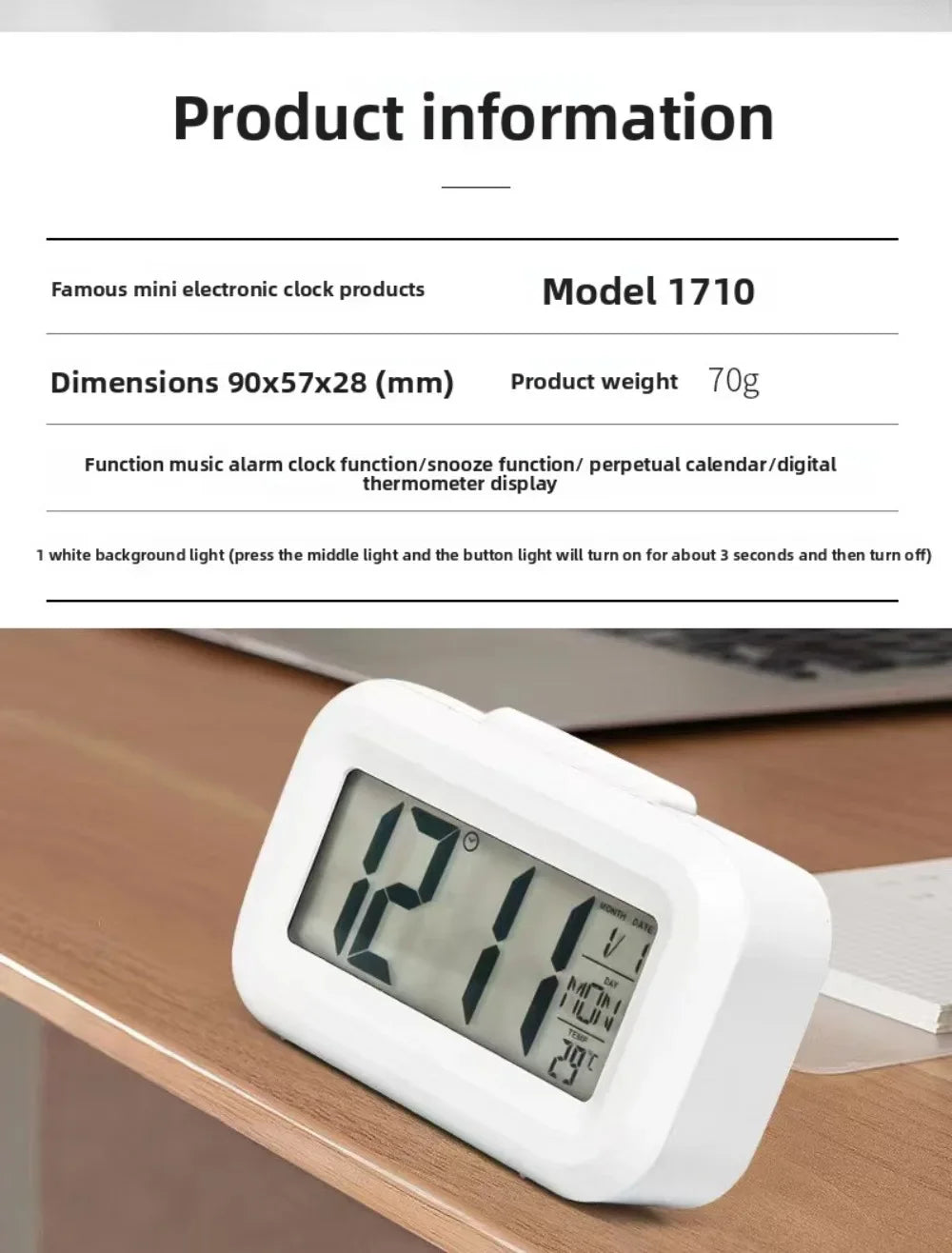 Digital Led Clock Household Bedside Battery Powered Multi-function Alarm Clock Desk Things for the Room Table Clocks Home Decor