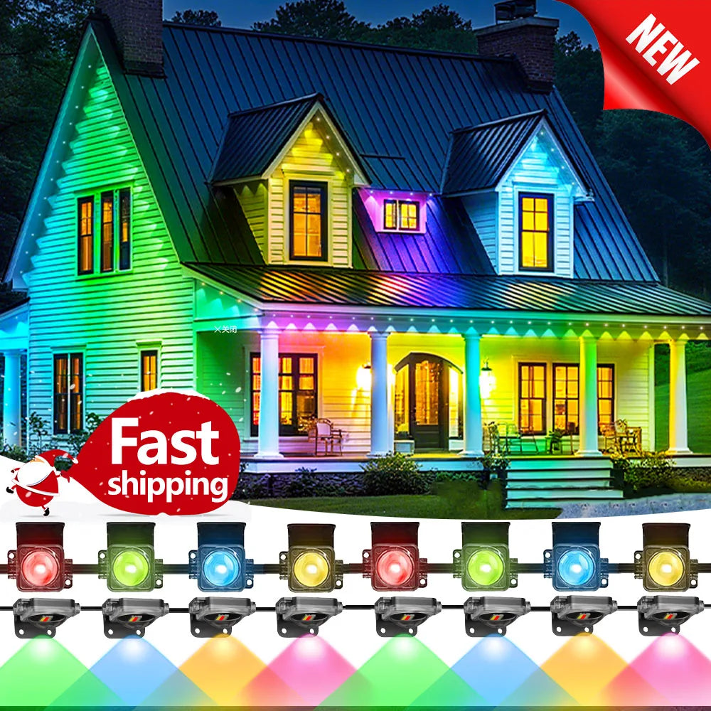 Smart LED Permanent Outdoor Light, 300ft 180LEDs RGBIC Eaves Lights, IP67 Waterproof for New Year and Christmas Home Decor