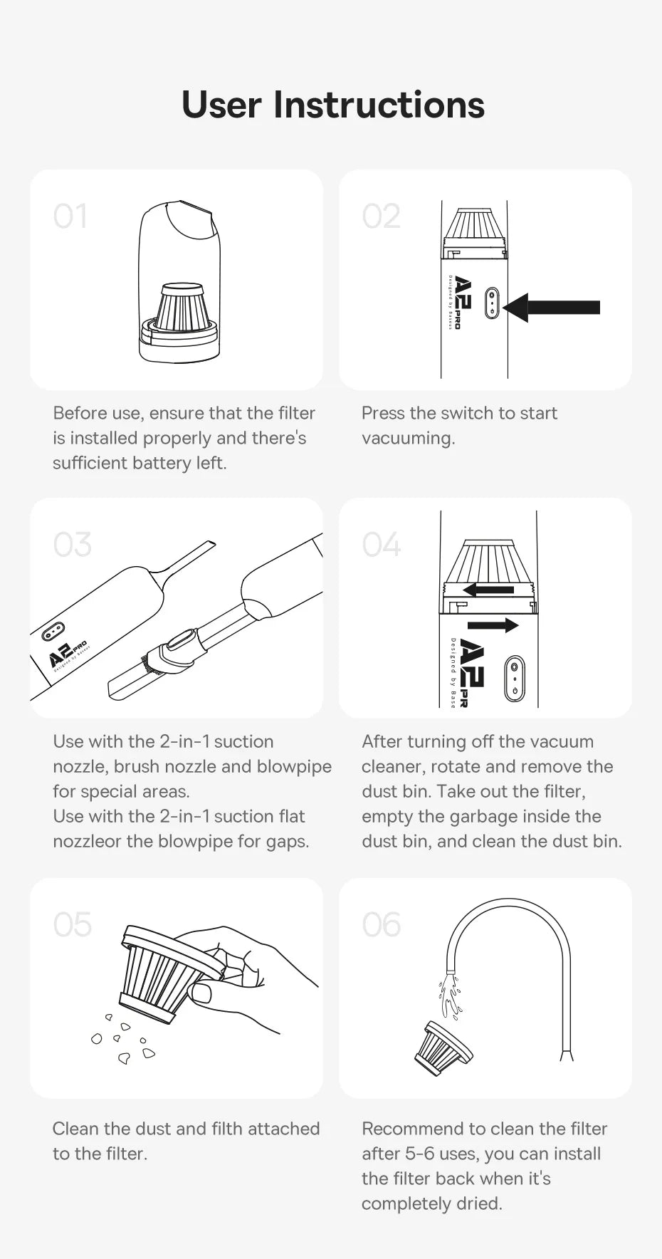 Baseus Car Vacuum Cleaner Mini Handheld Auto Vacuum Cleaner 6000Pa Powerful Suction Blow & Vacuum 2 In1 For Home & Car & Office