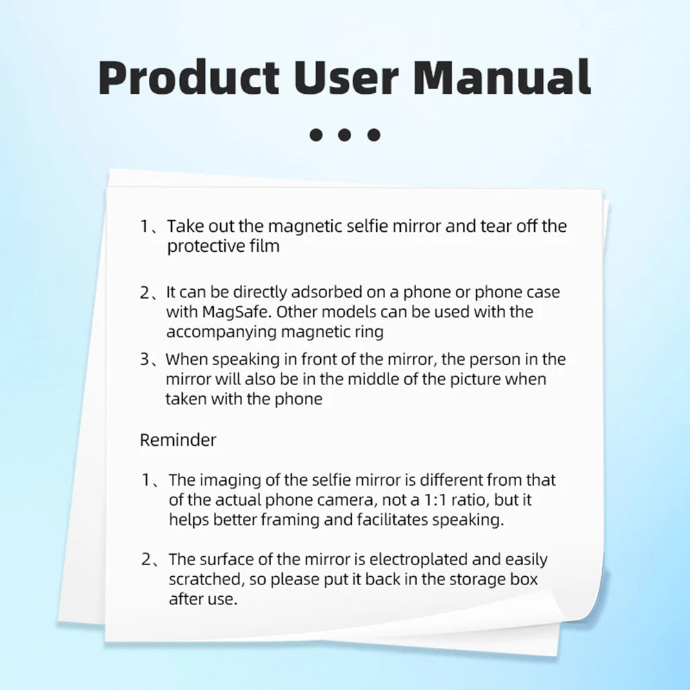 Magnetic Selfie Mirror Magsafe Smartphone Selfie Mirror Mini Portable Booster Selfie Vlogging Photography Accessories