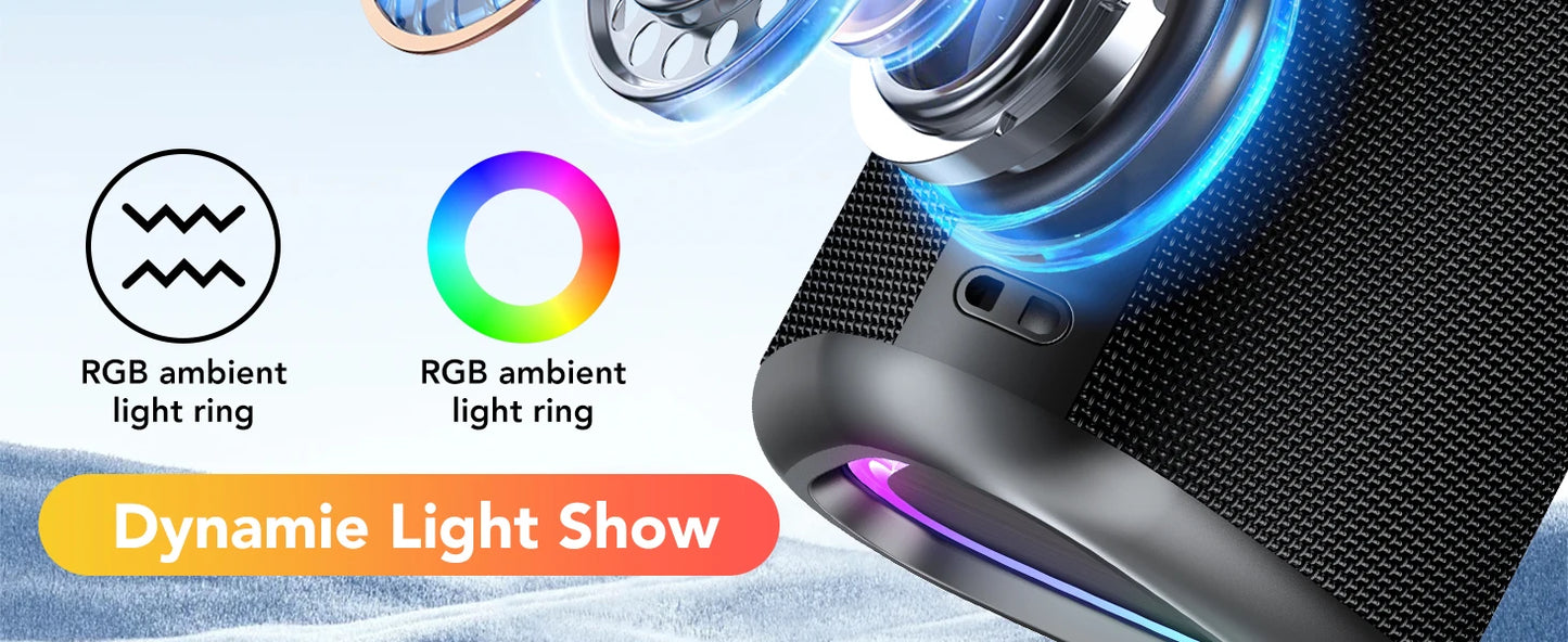 Bluetooth Speaker,Portable Wireless Speaker,Louder Volume,Stereo Sound,24H Playtime, Bluetooth 5.4,Built-in Mic,for Home,Outdoor