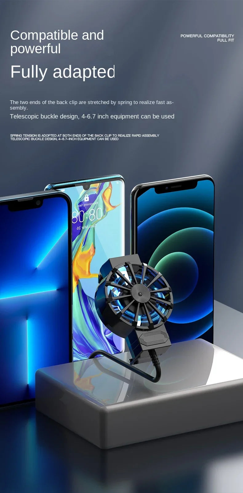 Portable Cooling Fan Mini Cooling Fans for Mobile Phone Silent Cooler Cell Phone Gaming Radiator Game Cooler