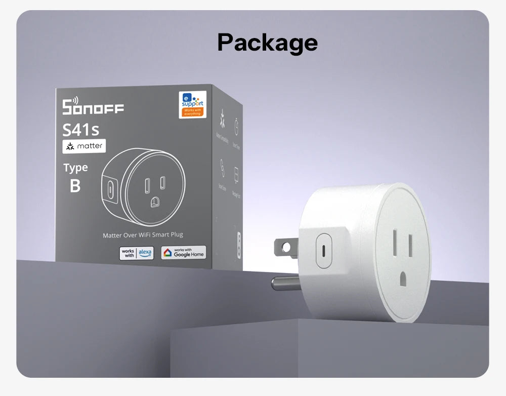 SONOFF S41STPB iPlug Gen2 S41s US Socket Matter Over WiFi Smart Plug App & Voice Control Inching Mode Time Schedule Smart Scene
